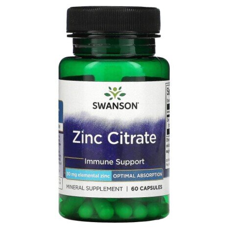 Zinc Citrate 50mg 60 Capsule, Swanson